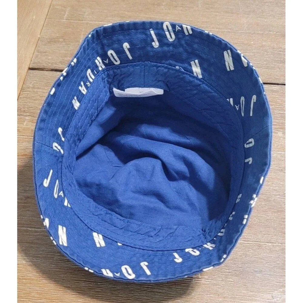 NIKE Air JORDAN PRINTED All Over  BUCKET Hat CAP Blue YOUTH SIZE